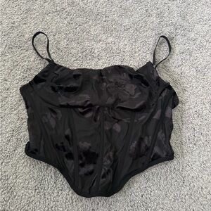 Black Garage Floral Corset Top